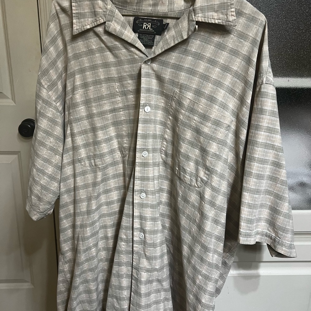 Ralph Lauren Double RL plaid Camp Style Casual Button Down Shirt